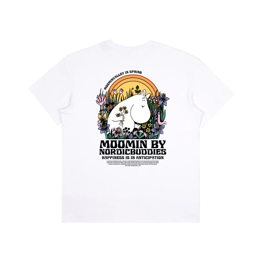 Moomimtroll Picking Flowers T-shirt White - Image 4