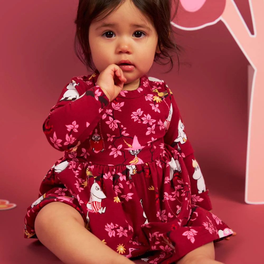 Moomin Climbing Tree Bodysuit Dress Burgundy - Image 6