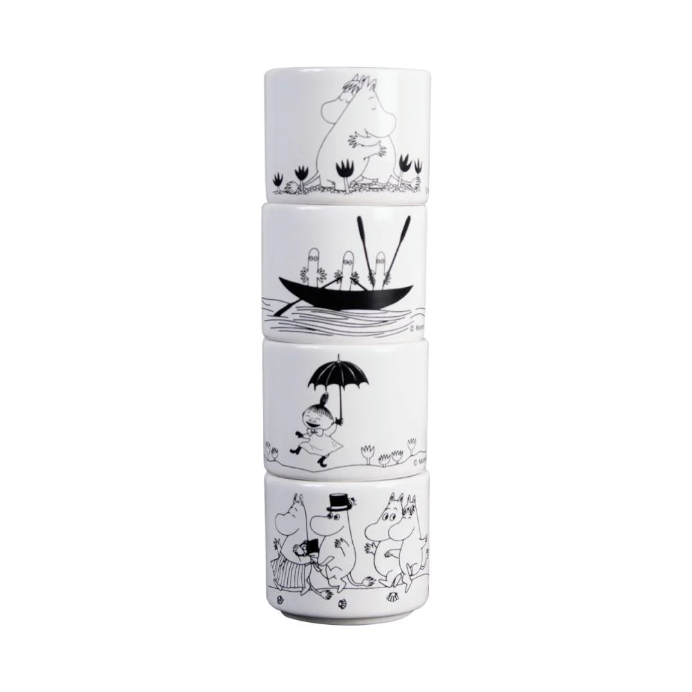 Moomin Egg Cups B&W 4-set - Image 2