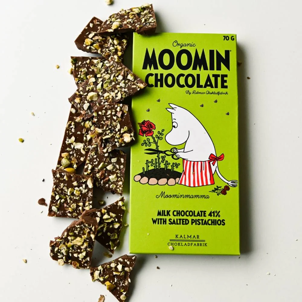 Moominmamma Milk Chocolate with Pistachio & Salt 70g - Image 4