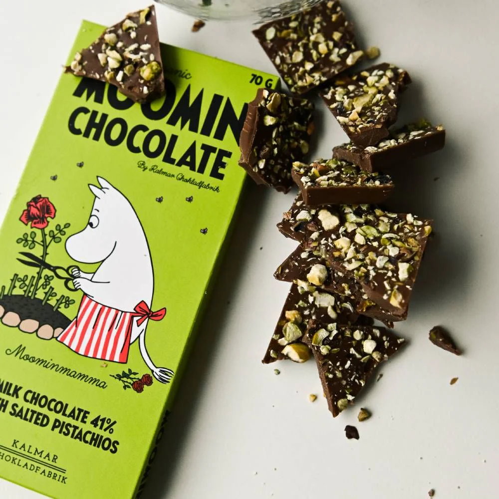 Moominmamma Milk Chocolate with Pistachio & Salt 70g - Image 5