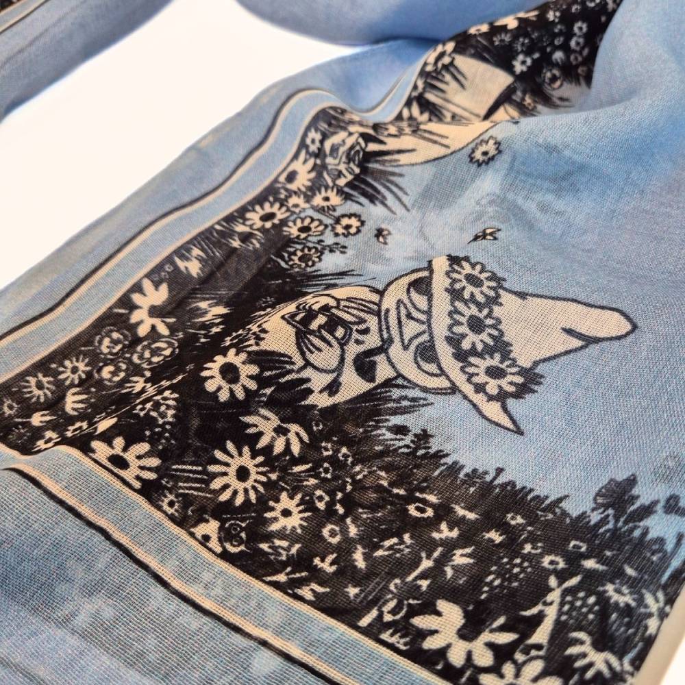 Moomintroll Lyocell Scarf Blue - Image 3