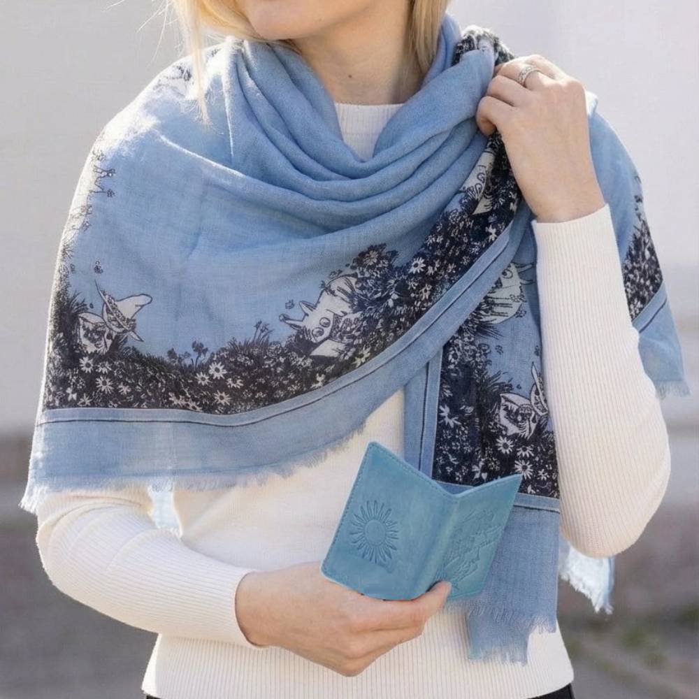 Moomintroll Lyocell Scarf Blue - Image 5