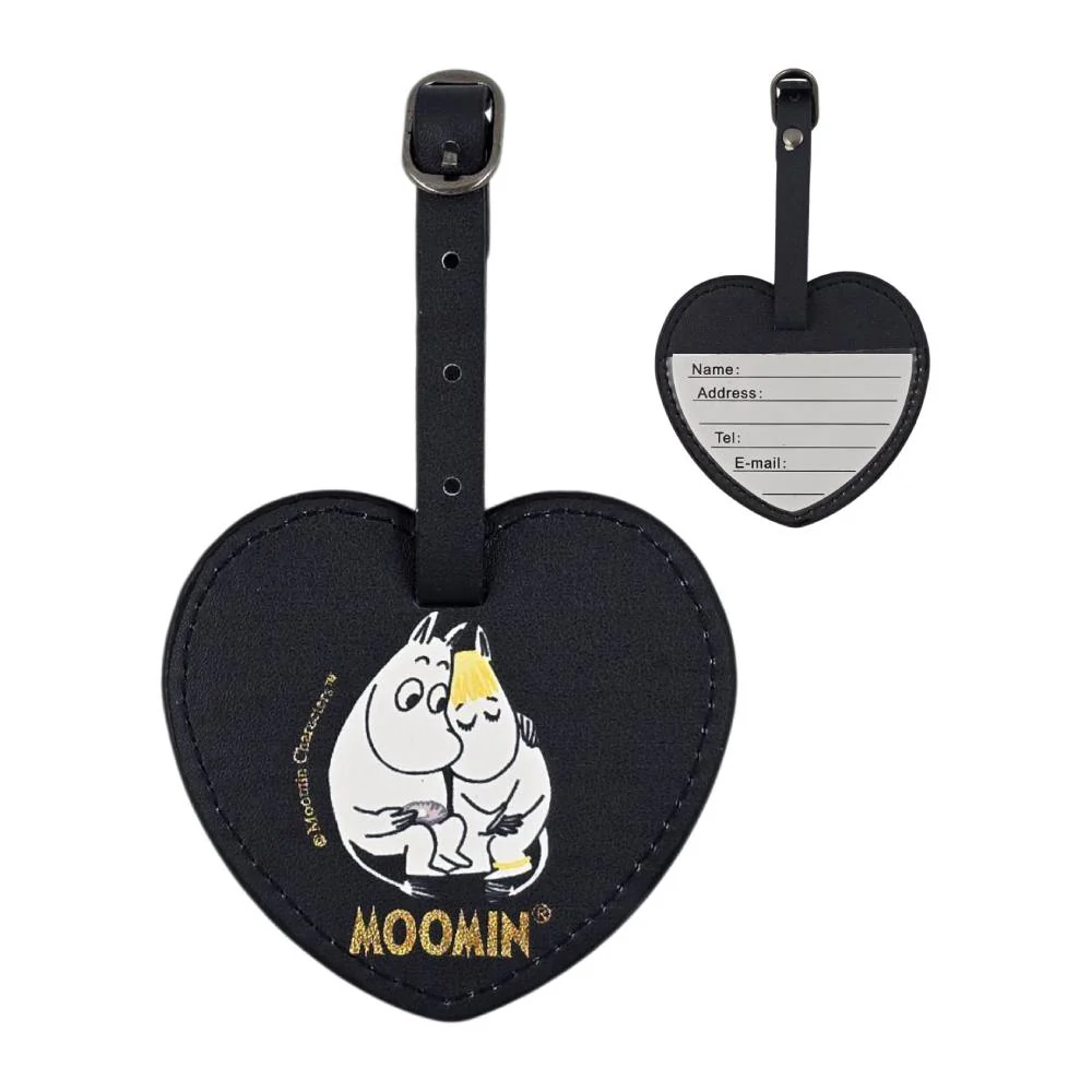 Moomintroll & Snorkmaiden Heart Luggage Tag Black